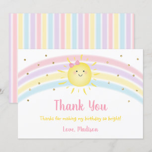 Sunshine Rainbow Rosa Guld Birthday Tack Inbjudningar