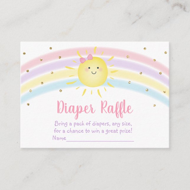 Sunshine Rainbow Rosa Guld Diaper Raffle Tilläggskort (Framsida)