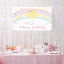Sunshine Rainbow Rosa Guld Första födelsedag