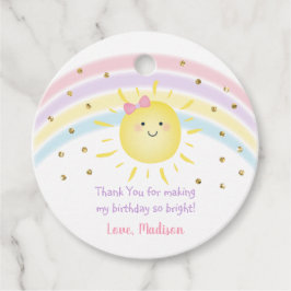 Sunshine Rainbow Rosa Guld Pastel Birthday Gåvor Etiketter