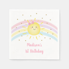 Sunshine Rainbow Rosa Guld Pastel Birthday Pappersservett
