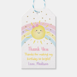 Sunshine Rainbow Rosa Guld Pastel Birthday Presentetikett