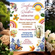 Sunshine Rainbow Vår Garden Butterfly Birthday