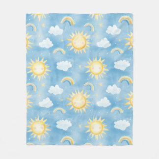Sunshine Rainbows och Bright Himmel Mysigt Blanket Fleecefilt