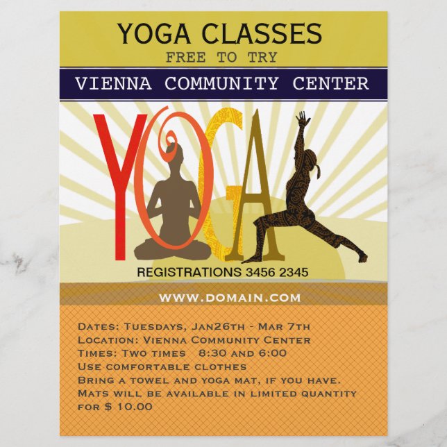 Sunshine Rays Sport Fitness Yoga Poses Customized Reklamblad (Framsidan)