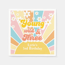 Sunshine Retro daisy 3:e födelsedag Pappersservett