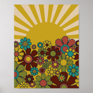 Sunshine Retro Garden Vintage 60 s 70-tal Aestheti Poster