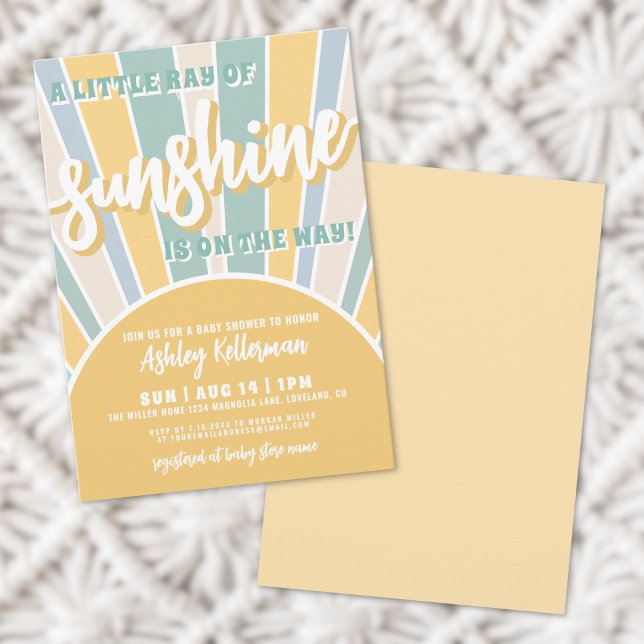 Sunshine Retro Sol Boy Shower Inbjudningar (Sunshine Retro Sun Boy Baby Shower Invitation)