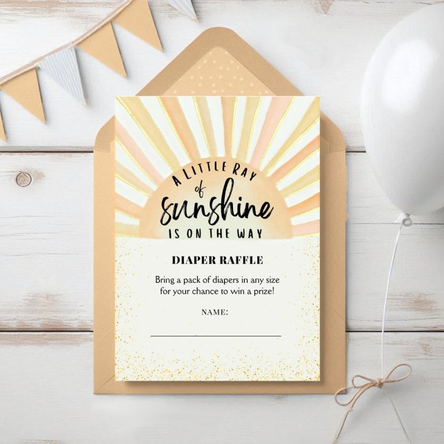 Sunshine Retro Summer Beach Baby Diaper Raffle Tilläggskort (Skapare uppladdad)