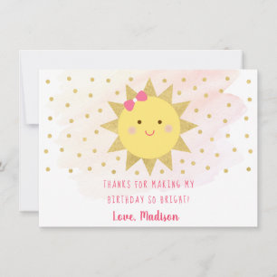 Sunshine Rosa & Guld Birthday Tack Kort