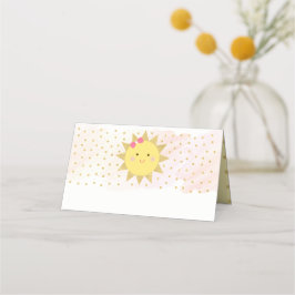 Sunshine Rosa & Guld First Birthday Food Placeringskort