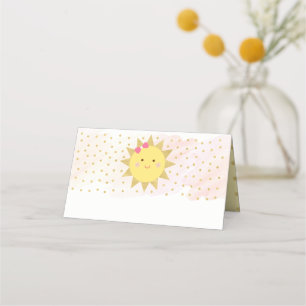 Sunshine Rosa & Guld First Birthday Food Placeringskort