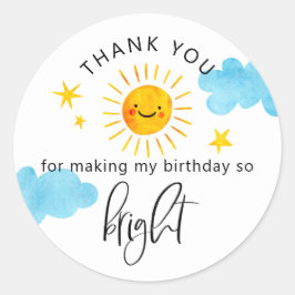 Sunshine så Bright Barns födelsedag Party Favor Runt Klistermärke