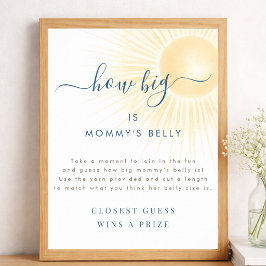 Sunshine Shower How Many Big Is Mommy's Belly Sign Poster