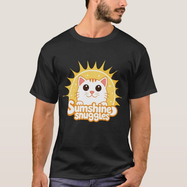 "Sunshine Snuggles" Black T-Shirt (Framsida)