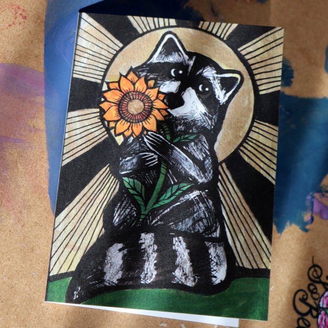 Sunshine Solros Raccoon Kort (Skapare uppladdad)