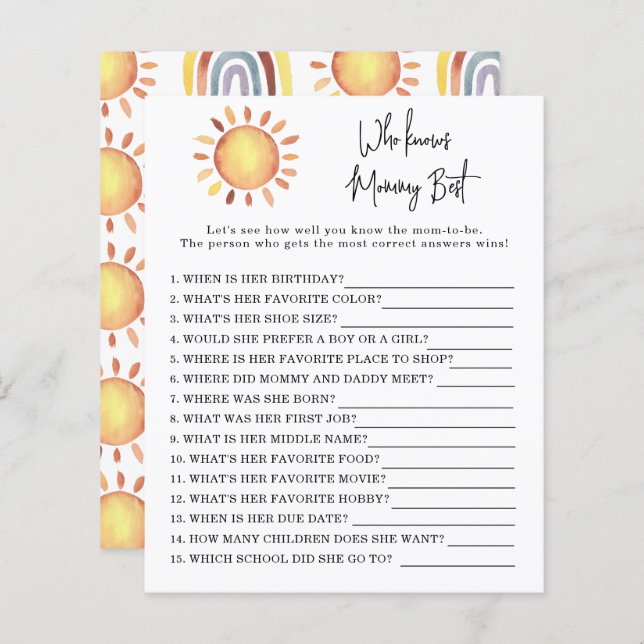 Sunshine som bäst känner mamma (Fram/baksida)