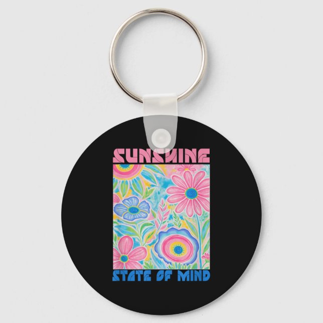 Sunshine State of Mind Kort Funny Flower, Summer Nyckelring (Framsida)