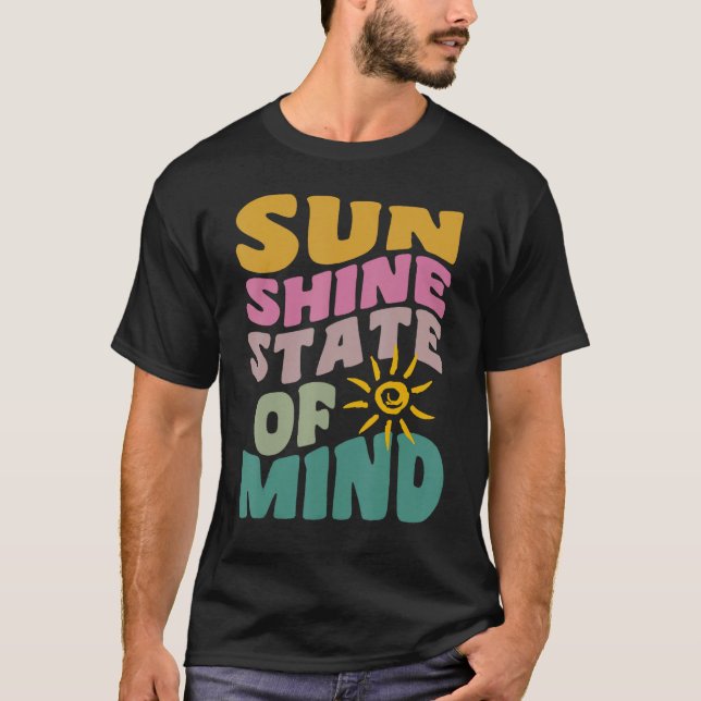 Sunshine State Of Mind Retro Summer Groovy Florida T Shirt (Framsida)