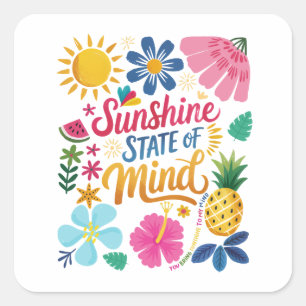 Sunshine State of Mind Sticker Fyrkantigt Klistermärke