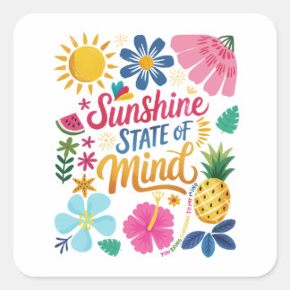 Sunshine State of Mind Sticker Fyrkantigt Klistermärke