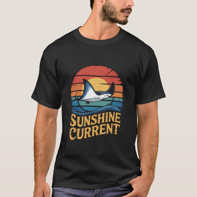 Sunshine Stingray Ström - Retro havsliv T Shirt (Framsida)