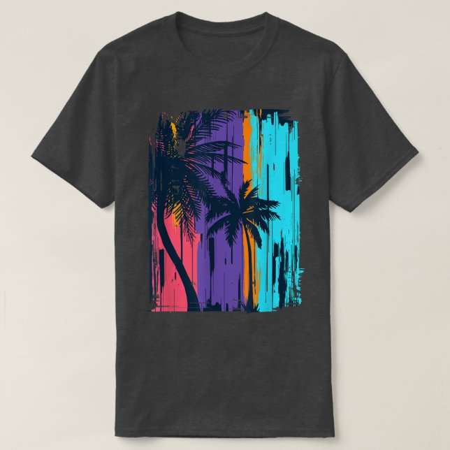 Sunshine Summer Vibes Handflatan Träd Beach Retro  T Shirt (Design framsida)