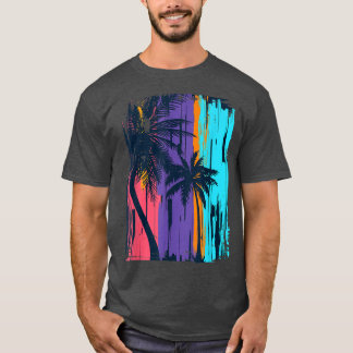 Sunshine Summer Vibes Handflatan Träd Beach Retro T Shirt