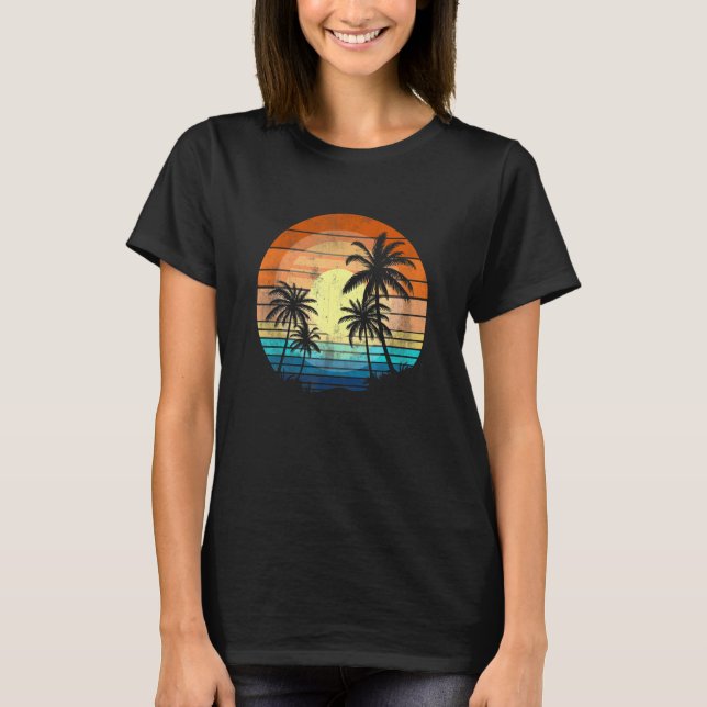 Sunshine Summer Vibes Handflatan Träd Beach Retro  T Shirt (Framsida)