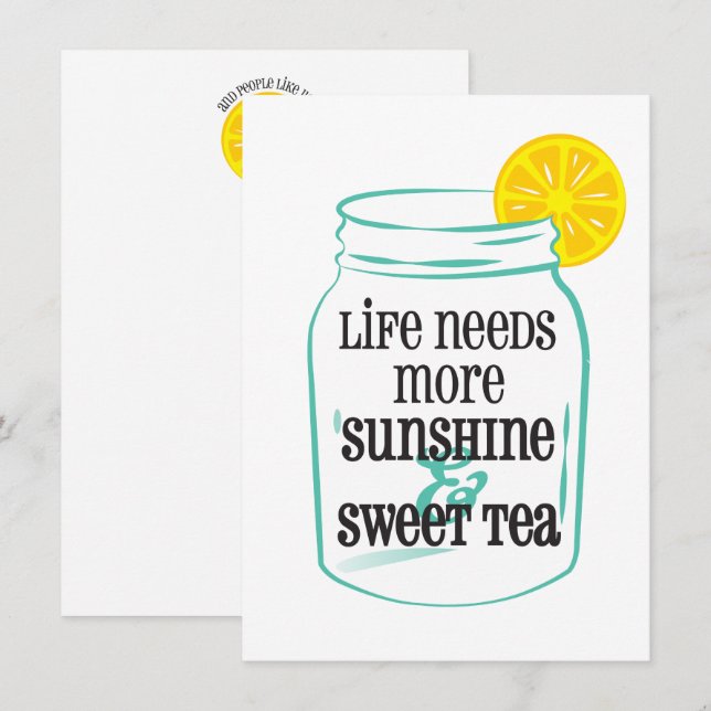 Sunshine Sweet Tea Southern Mason Burk Lemon Teal Tack Kort (Fram/baksida)