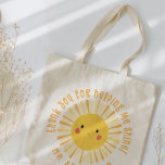 Sunshine, tack för din moderna elegant tygkasse<br><div class="desc">Sunshine tackar er lärartypografi i modern elegant. Med handskriven modern roligt tackar du för att du hjälper mig att skygga manus och söt sol design,  och plats för lärarna namn namn. Perfekten av år,  jul eller helgdag för din favoritlärare.</div>