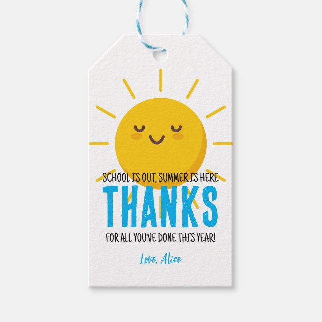 Sunshine Tack ,Sommarlärarens uppskattning Presentetikett (Framsidan)