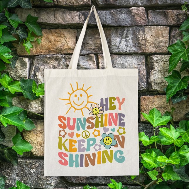 Sunshine, Trendig Flowers Retro Vegan Tygkasse (Skapare uppladdad)
