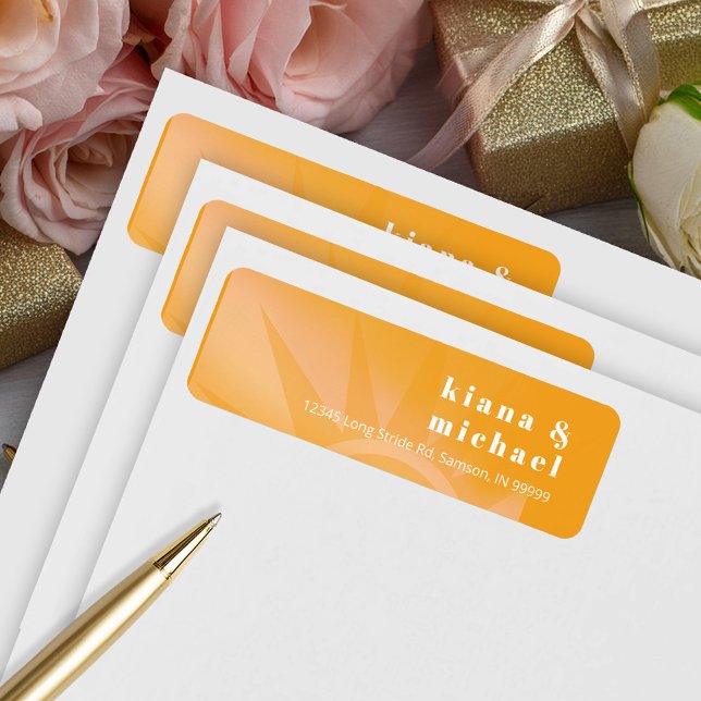 Sunshine Typography Bröllop Marigold ID1048 Returadress Etikett (Skapare uppladdad)