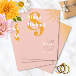 Sunshine Typography Bröllop Rosa Peach ID1048 Inbjudningar