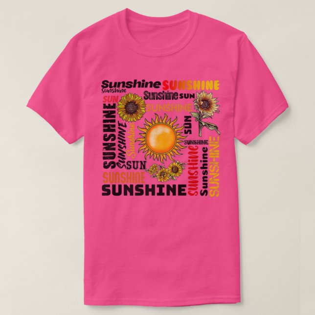 Sunshine Typography Peace Kärlek Solrosine T Shirt (Design framsida)