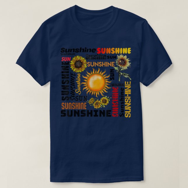 Sunshine Typography Peace Kärlek Solrosine T Shirt (Design framsida)