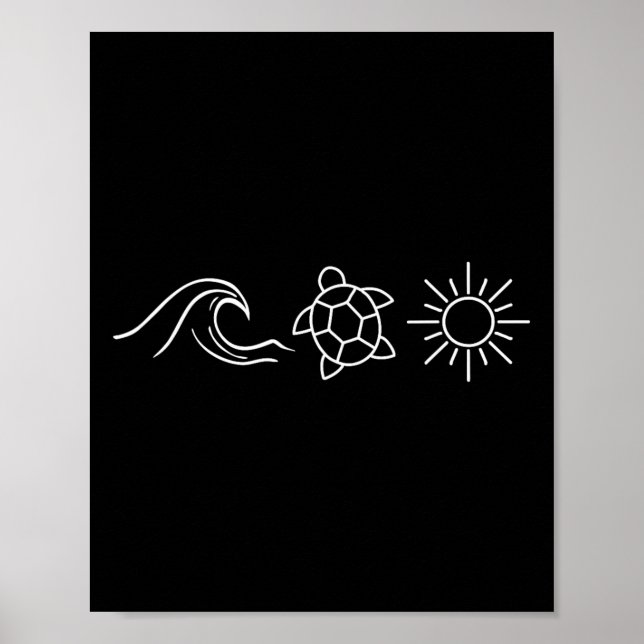 Sunshine Vågar Turtles Hawaii Beach Summer Vacatio Poster (Framsidan)