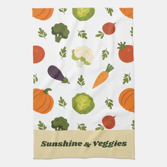 Sunshine & Veggies Cute Kitchen Towel Kökshandduk (Vertikal)