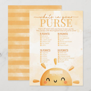 Sunshine What's in Your Purse Baby Shower Game Inbjudningar