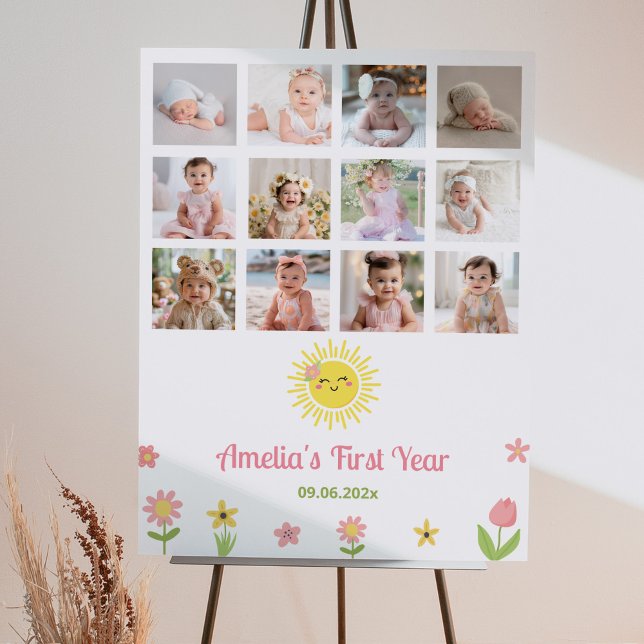 Sunshine Wildblomdag Birthday Photo Milestone Poster (Skapare uppladdad)