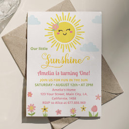 Sunshine Wildblomma Party 1:a födelsedagsinbjudan Inbjudningar