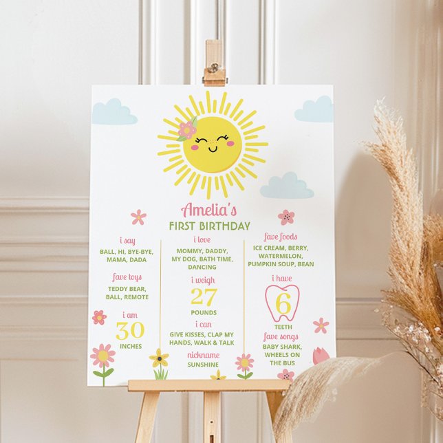 Sunshine Wildbloms 1:a födelsedagsmilstolpen Poste Poster (Skapare uppladdad)