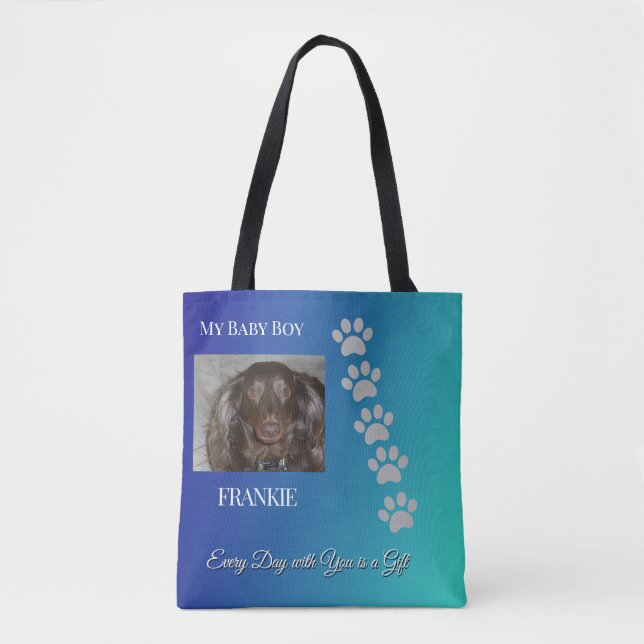Sunshine wrapped in Fur-Navy/Teal Pet Tribute Tygkasse (Framsida)