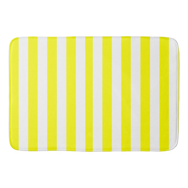 Sunshine Yellow and White Striped Print Badrumsmatta (Framsidan)