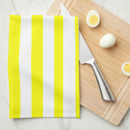 Sunshine Yellow and White Striped Print Kökshandduk