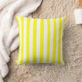 Sunshine Yellow and White Striped Print Kudde
