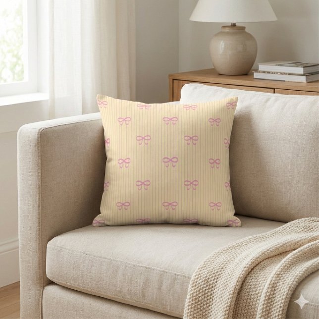 Sunshine Yellow Balletcore Ribbon Bows Kudde (Skapare uppladdad)