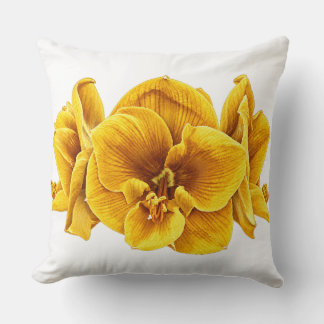 Sunshine Yellow - Retro Amaryllis Kuddöverdrag Kudde