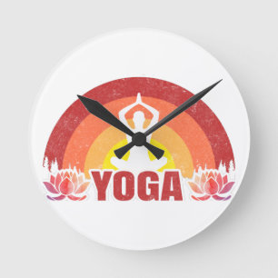 Sunshine Yoga Yogi Lotus Flower Rund Klocka